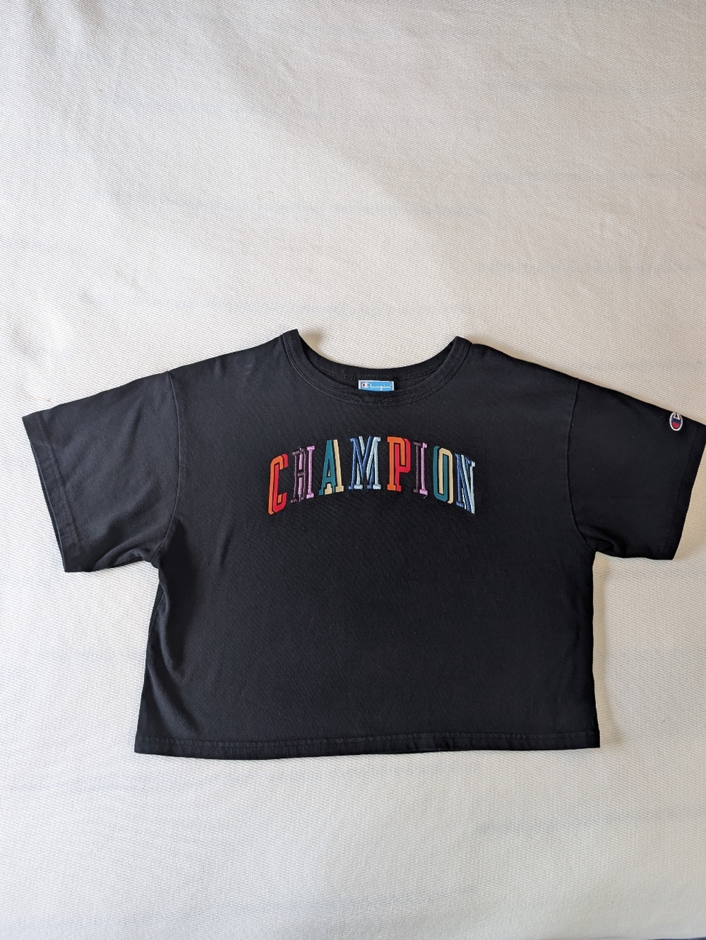 Champion Heritage Cropped Graphic Tee Black Multi-Color